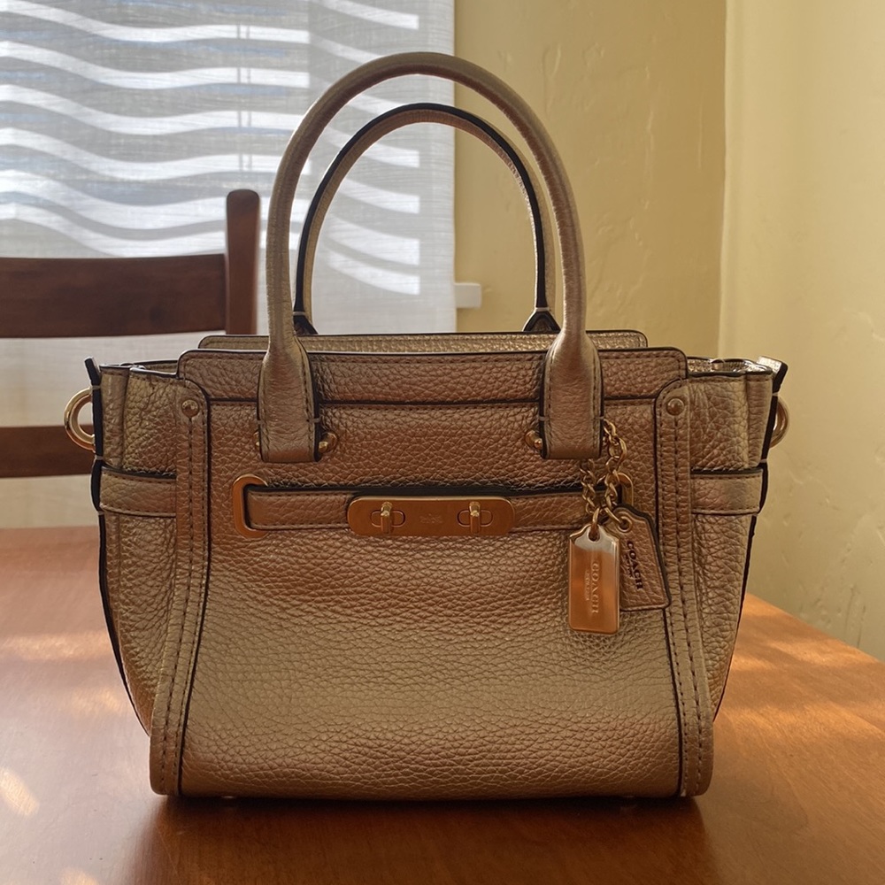 COACH Mini Swagger | Metallic Gold Crossbody Handbag